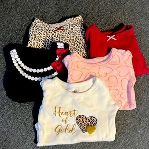 Little Treasure Girl along-Sleeve Bodysuits, 5-PC